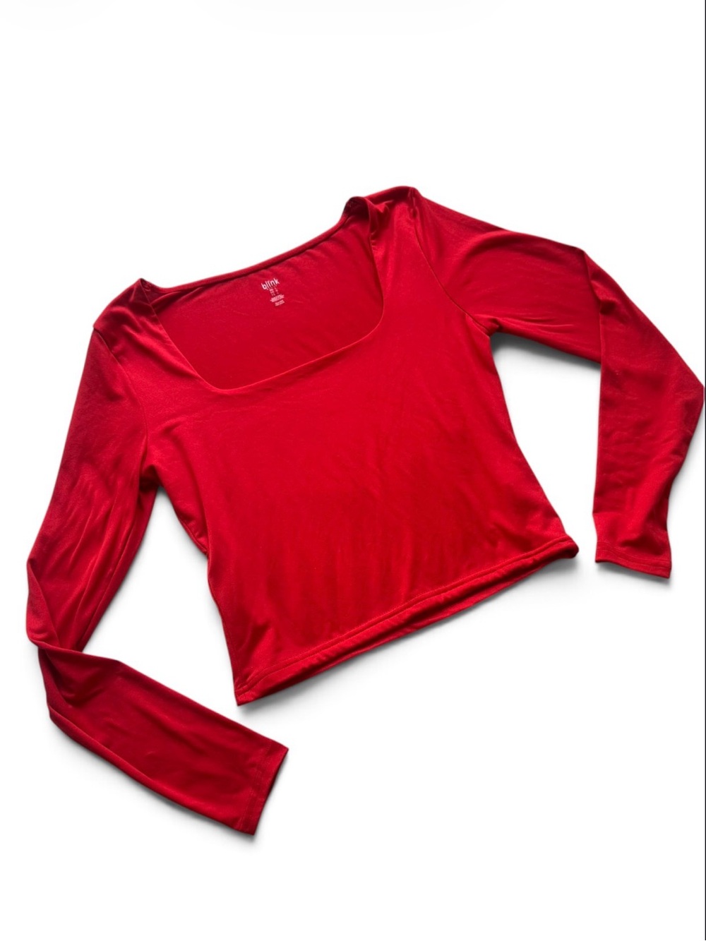 Link Red Long-Sleeve Square Neck Top